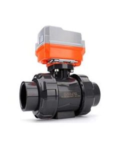 Aquagation Electric PVC True Union Ball Valve - EPDM O-Ring - PTFE Seat - ANSI - 24VAC