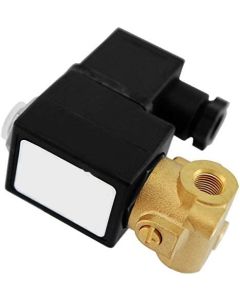 Aquagation 3-Way Valve w/ Manual Overide - Non-Latching Solenoid - Brass - Normally Closed - 24 VAC - 1/8-Inch