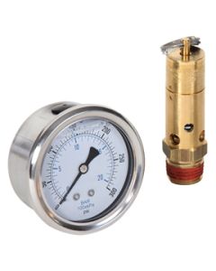 Pressure Tank Kit - Safety Relief Valve & Pressure Gauge - 165 PSI