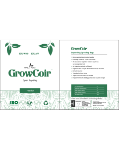 耕地英亩GrowCoir肾上腺素开顶袋- Triple Washed Coconut Coir - 63% WHC /  20% AFP - 1 Gallon (Pallet of 2400)