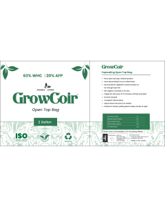 耕地英亩GrowCoir肾上腺素开顶袋- Triple Washed Coconut Coir - 63% WHC /  20% AFP - 2 Gallon (Case of 18) (59 Cs/Pallet)