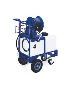 Dramm MSO Sprayer Cart w/ 150' Discharge Hose & Reel - Stainless Steel Gun - 20 Gal Cart & Tank - Big Foot Wheel Kit