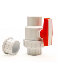 PVC Single Union Ball Valve - White - FPT x Socket/FPT