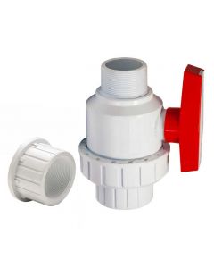 PVC单联盟Ball Valve - White - MPT x Socket/FPT - 1-Inch (60/Cs)