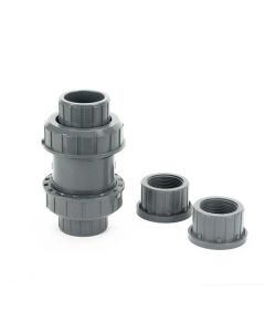 PVC True Union Ball Check Valve - Gray - Socket x Socket / FPT x FPT - 1-1/4-Inch (32/Cs)