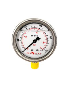 RedFlag Pressure Gauge 2.5-Inch Glycerine Liquid Filled - 0 to 100 PSI